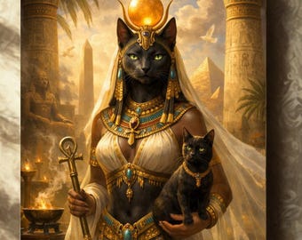 Bastet Ägyptische Göttin druckbare Wandkunst Mythologie Poster A4 digitaler Download