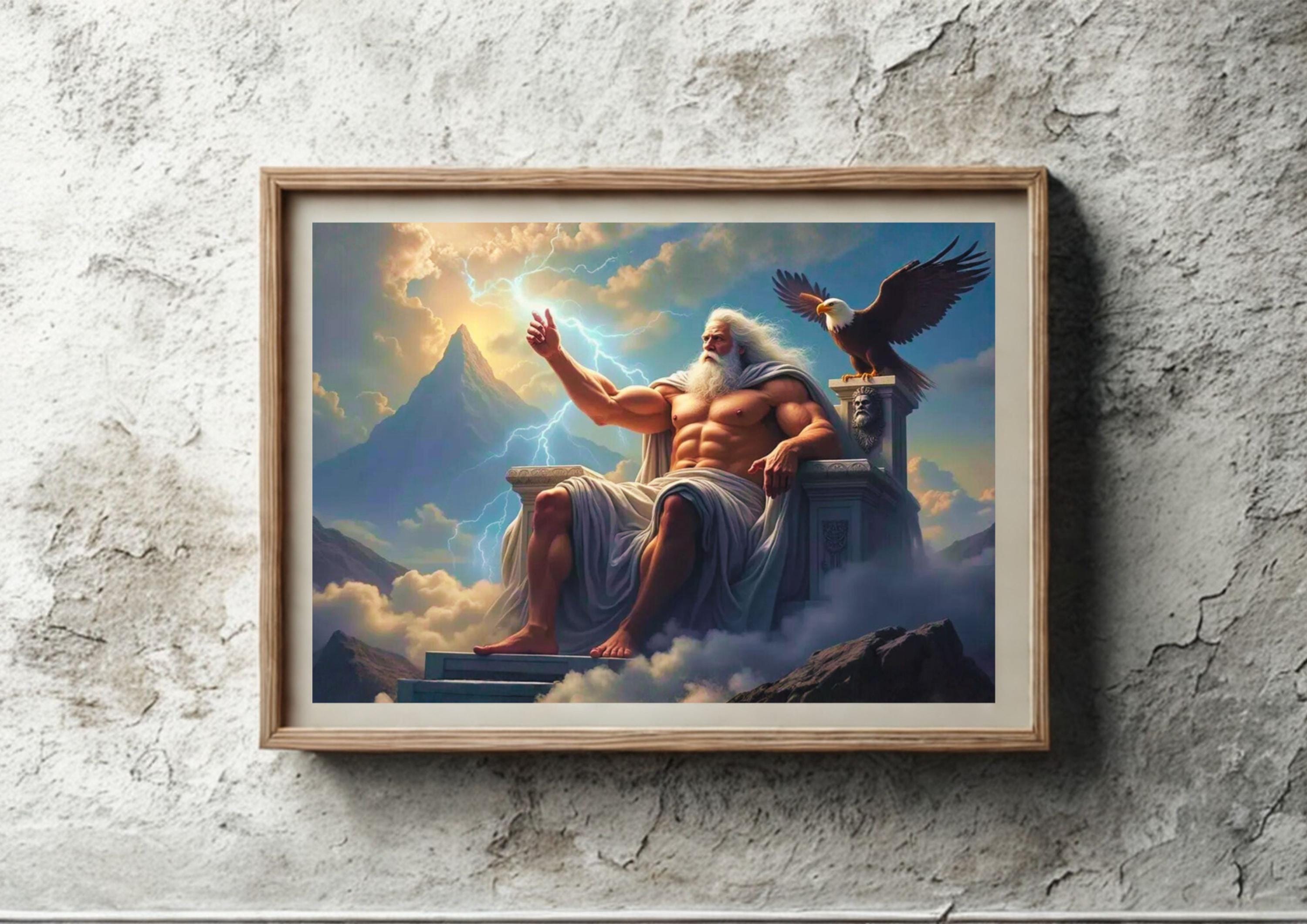 Zeus Wall Art - Greek God Lightning Print, Mythology Decor, (digital ...