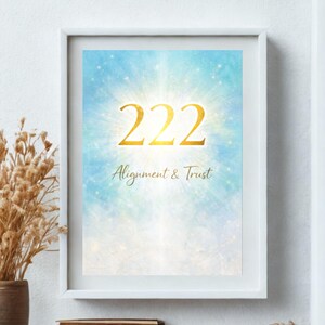 222 Angel Number Wall Art, Gold Alignment Trust Spiritual Print (Digital Download)