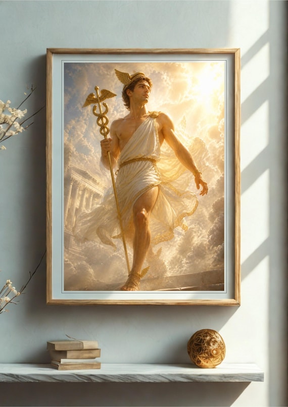 Hermes Greek God Printable Wall Art – Ethereal Messenger of the