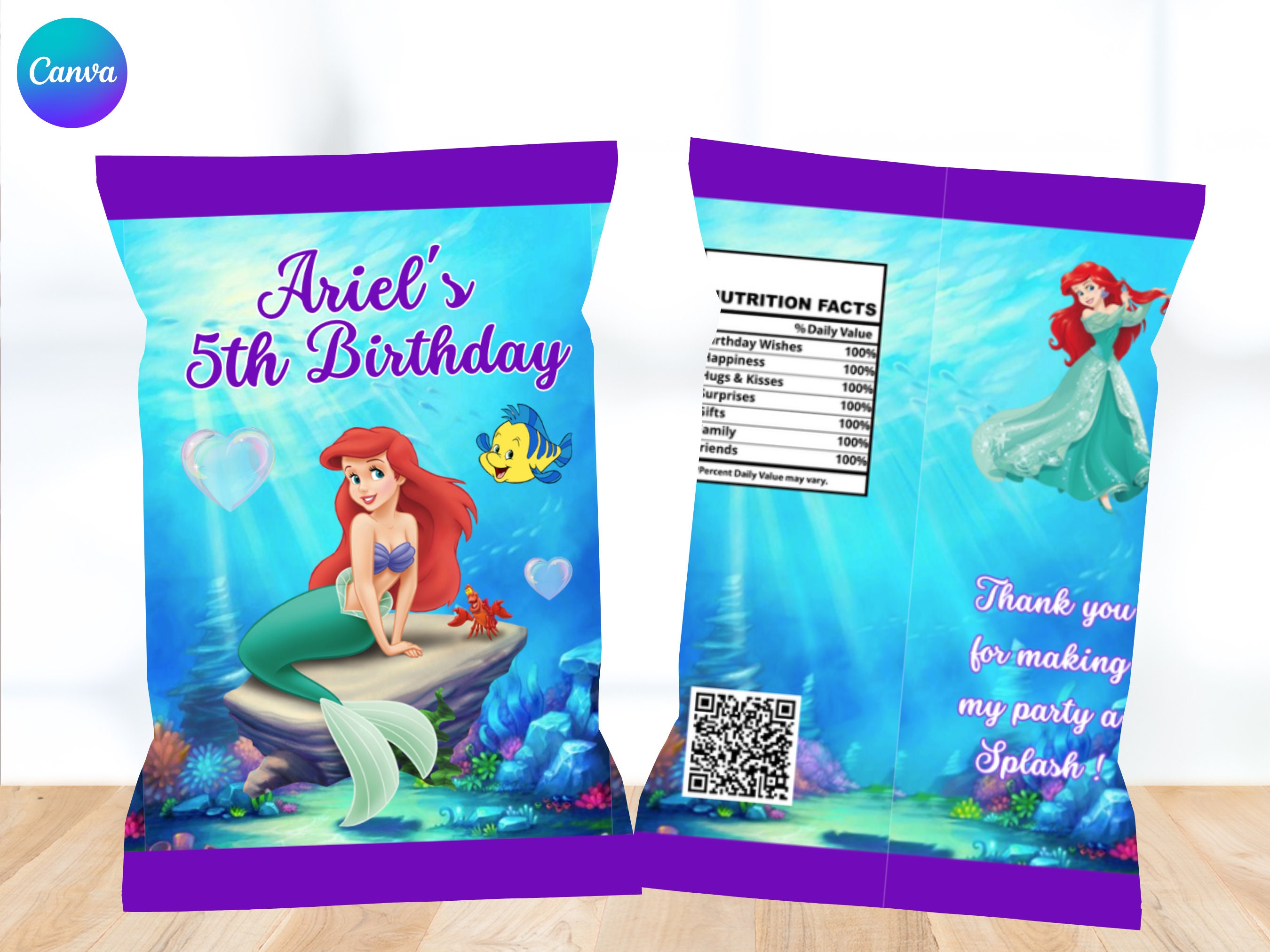 Little Mermaid Party Favor Bags, Ariel Little Mermaid Favor Bags, Little  Mermaid Party Decorations, Mermaid Favor Bags With Personalized Tag 