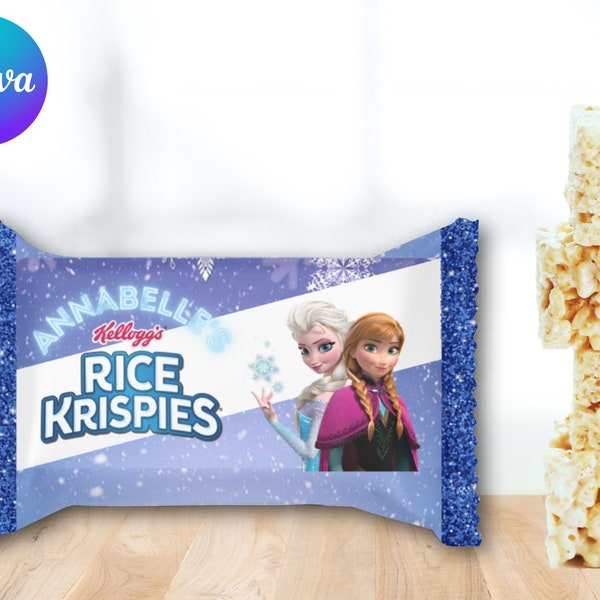 Birthday Rice Krispie Treat .78 oz, Wrapper Template, Editable, Digital Download, Street, Printable, Frozen Birthday, Elsa