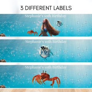 Editable Little Mermaid Ariel Water Bottle Labels, Printable Templates ...
