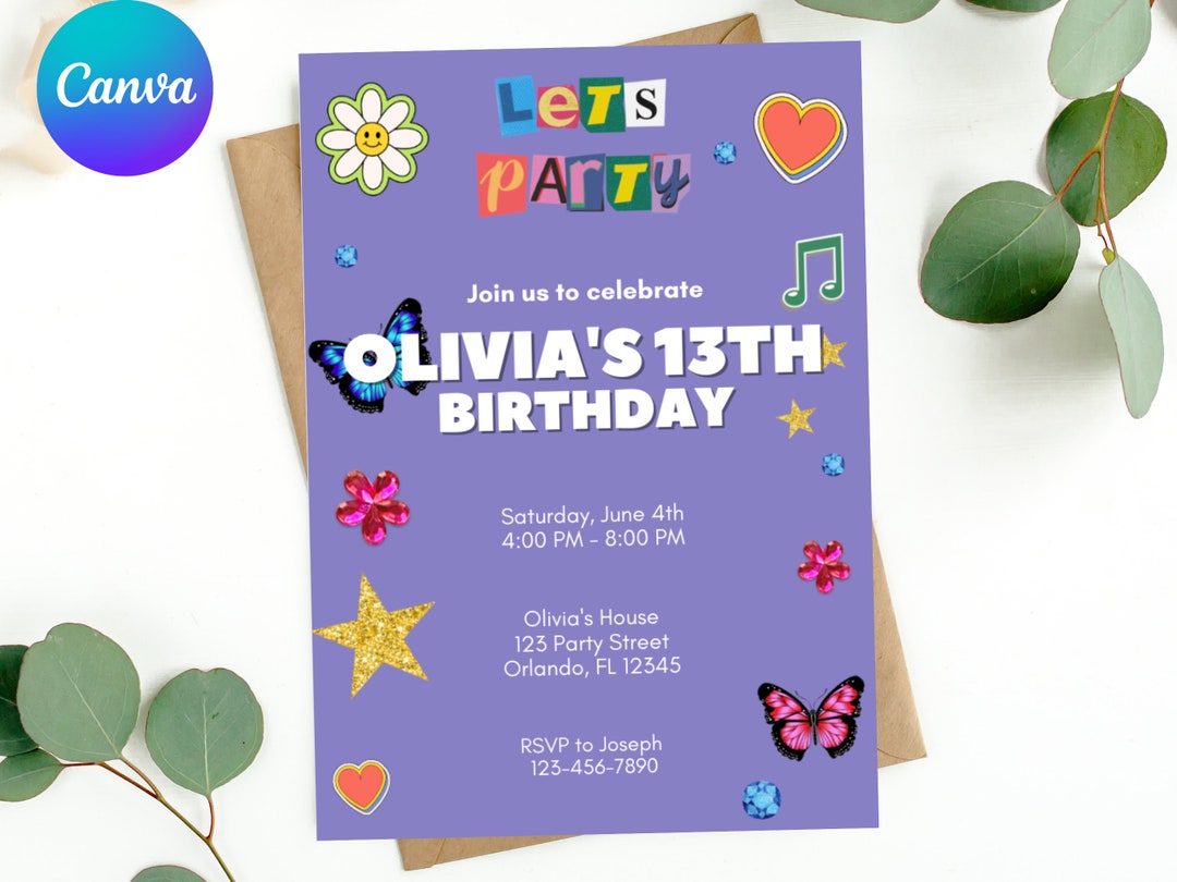 SOUR Olivia Rodrigo Teen Birthday Invitation Y2K Etsy