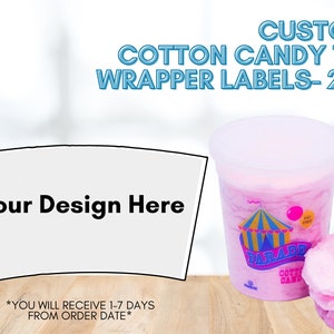 Custom Cotton Candy Wrapper, Template Printable, Kids Birthday Favor ...