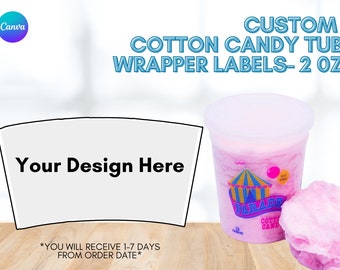 Custom Cotton Candy wrapper, Template Printable, kids Birthday favor labels, kids Editable wrappers Editable template cotton candy