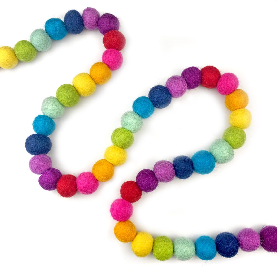 Colorful handmade felt ball garland for home decor
