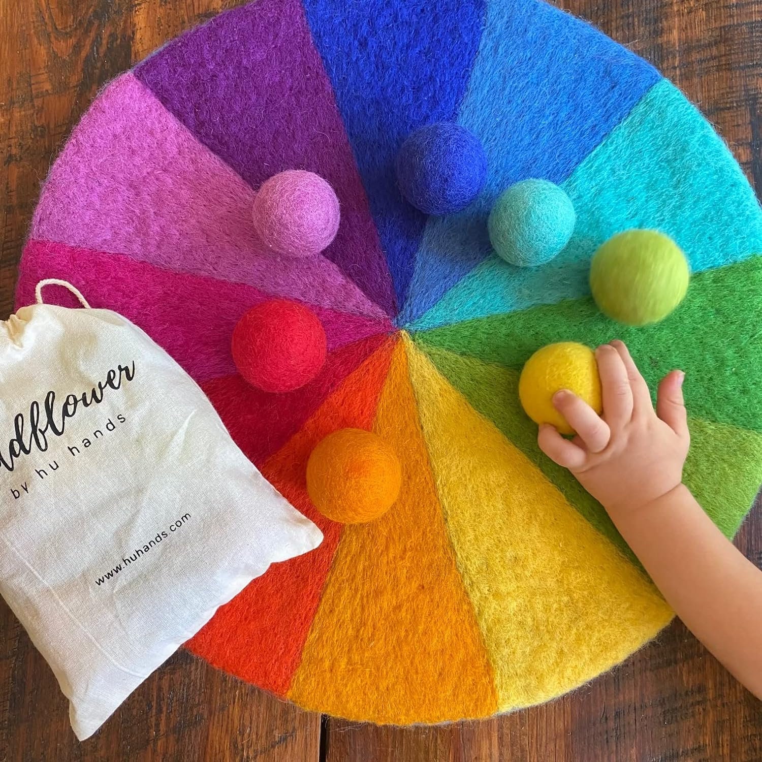 Rainbow Kids Play Mat Felted Color Wheel Homeschool Classroom Art for