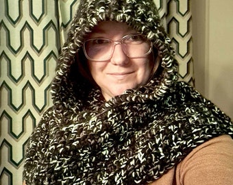 Hooded scarf crochet pattern PDF Eng/Fr