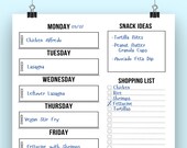 Meal Planner Printable, Weekly Meal Planner, A4 & US Letter, Digital Planner, Shopping List, 6 Pages, PDF
