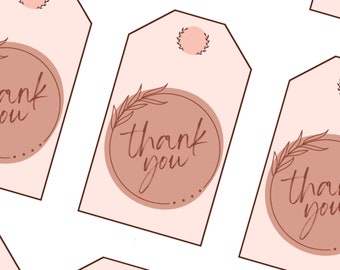 Printable Thank You Gift Tags, Wedding Favor Party Gift, Digital Download, US Letter & A4