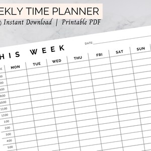 Weekly Schedule Template, Printable Block Planner, Portrait or Landscape, A4 or US Letter, Instant Digital Download