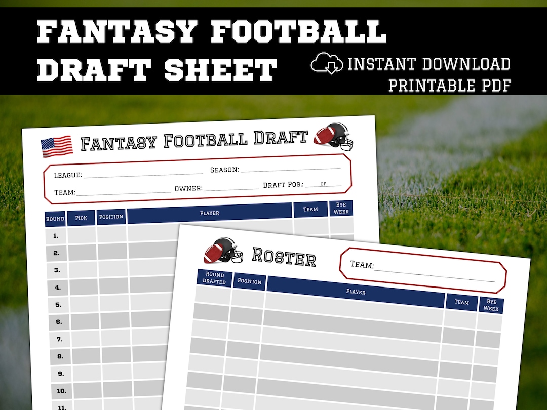 Fantasy Football Draft Kit, Football Draft Sheet and Roster, Fantasy Football Printable, A4 / US