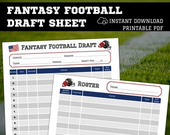 Fantasy Football Draft Kit, Football Draft Sheet zum Ausdrucken für deine Football Liga DIN A4 / US Letter