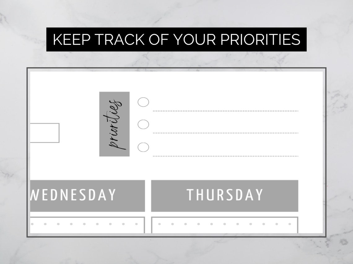 Weekly Planner Printable / Digital Planner Template, Monday or Sunday Start, A4 or US Letter ...