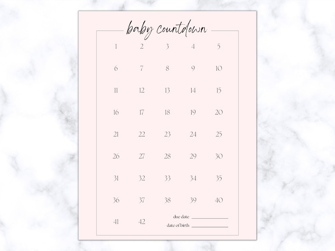 Baby Countdown Printable Sign, Pregnancy Tracker, US Letter / A4