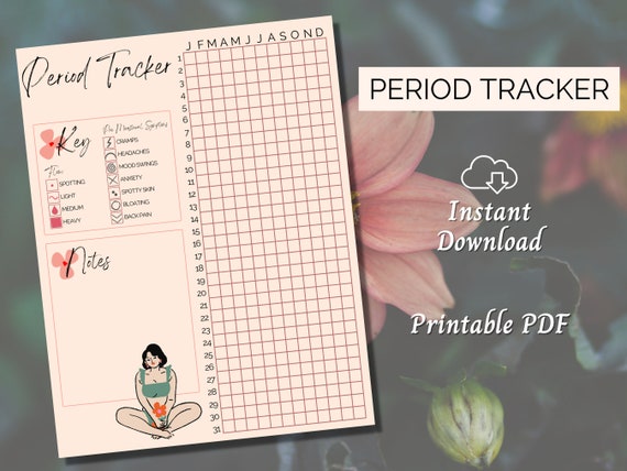Period Tracker Printable, Menstrual Tracker Digital Download, Period Journal, A4 / US Letter, Period Tracker Planner, TTC Planner
