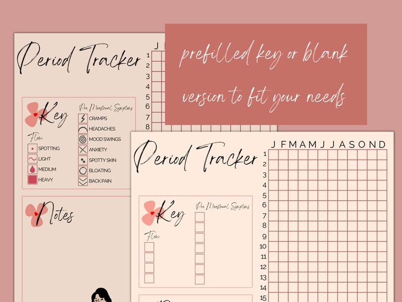 Period Tracker Prefilled or Blank Version