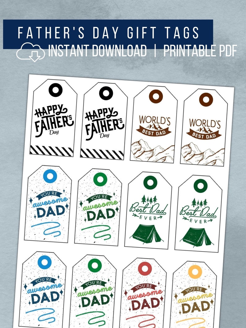 Fathers Day Printable Gift Tags, Last Minute Fathers Day Gift, Digital ...