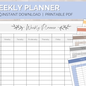 Wochenplaner zum Ausdrucken, Block Planer Vorlage, Digitaler Download