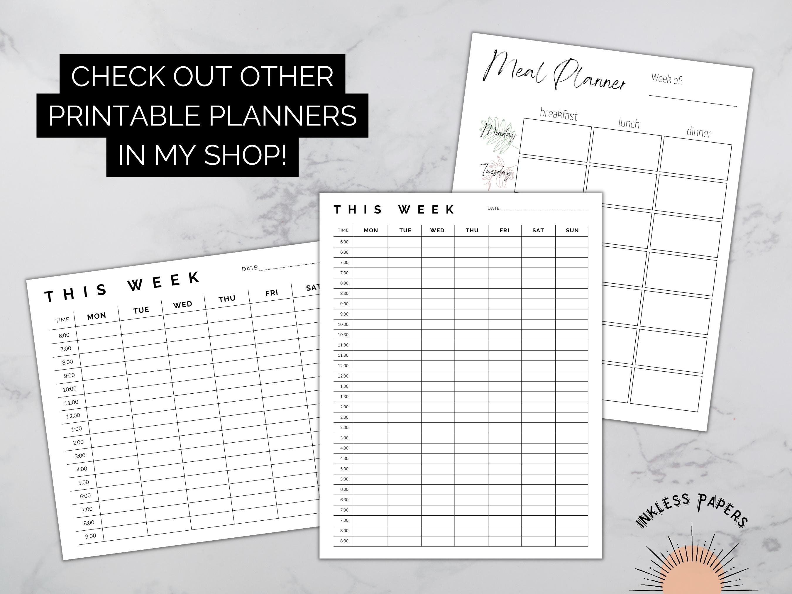 Weekly Planner Printable / Digital Planner Template, Monday or Sunday Start, A4 or US Letter ...