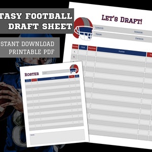 Fantasy Football Draft Kit, American Football Draft Sheet and Roster, Fantasy Football Printable, A4 / US Letter