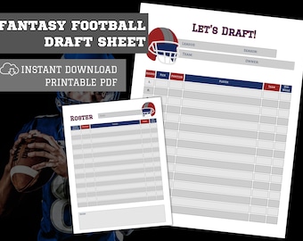 Fantasy Football Draft Kit, American Football Draft Sheet and Roster, Fantasy Football Printable, A4 / US Letter