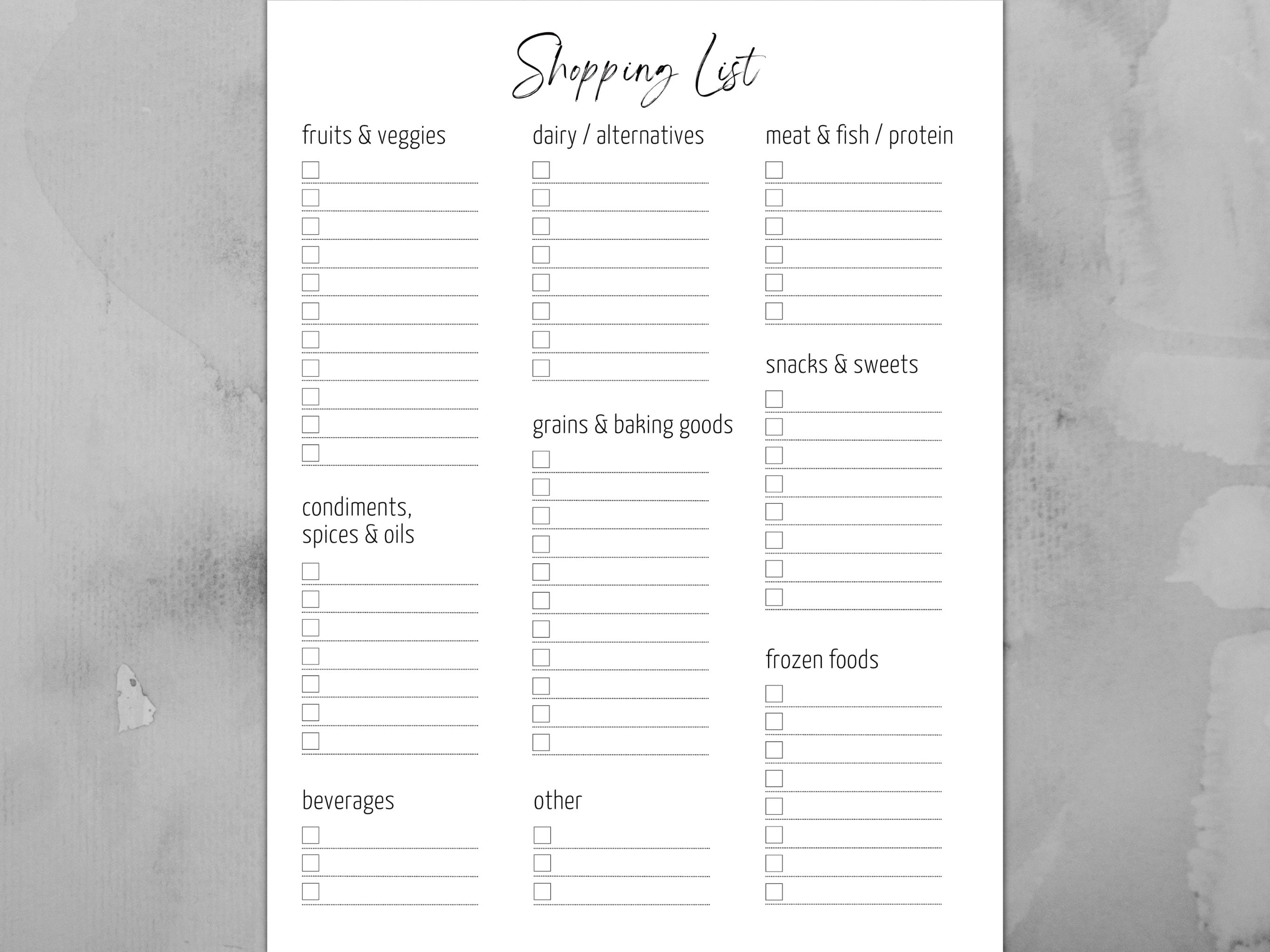 Meal planner and grocery list printable meal planner template