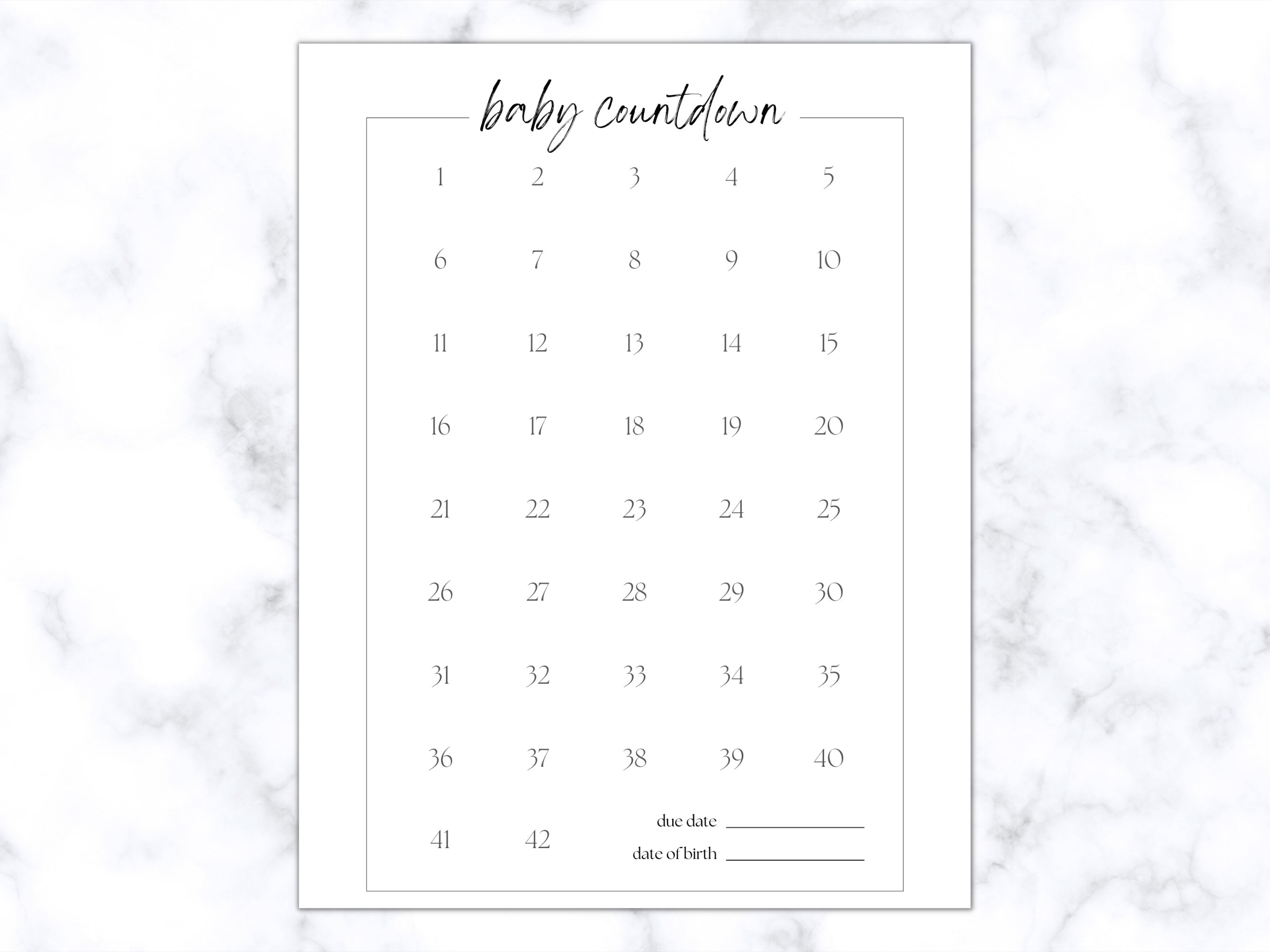 Baby Countdown Printable Sign, Pregnancy Tracker, US Letter / A4