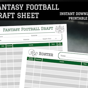 2023 Fantasy Football Draft Kit, Football Draft Sheet and Roster, Fantasy Football Printable, A4 / US Letter