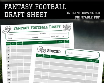2023 Fantasy Football Draft Kit, Football Draft Sheet and Roster, Fantasy Football Printable, A4 / US Letter