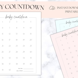 Baby Countdown Printable Sign, Pregnancy Tracker, US Letter / A4 , Digital Download