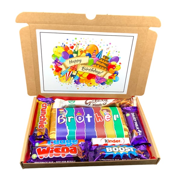 Brother Chocolate Hamper Sweet Box, Gift For Brother, Personalised Sweet Hamper, Gift For Him, Birthday - Thank You - Present