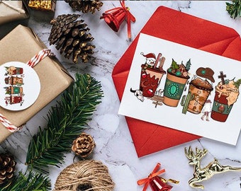 Christmas Coffee Cups Png, Christmas Sublimation Designs,Christmas Png, Coffee Sublimation Png, Christmas Drink Design,Christmas Coffee Png