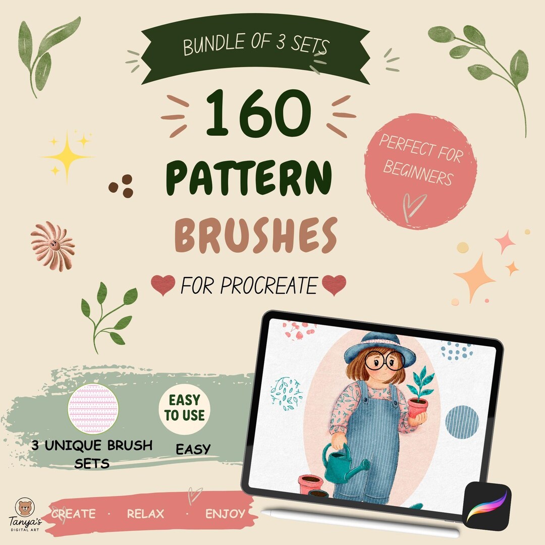 Procreate Pattern Brush Bundle | 160 Seamless Pattern Brushes | iPad ...