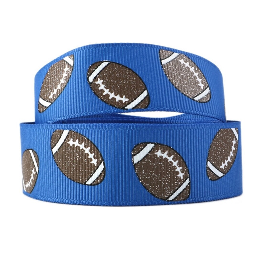 7/8blue Glitter Football Ribbon Single Sided Ribbonyou Choose Length Etsy