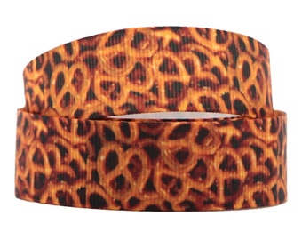 7/8" Pretzel Snacks-Grosgrain Single Sided Ribbon-You Choose Length