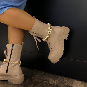 Boot Bracelet, Bridal Jewelry, Chain For Boot, Gold Chain-Pearl Anklet, Wedding Boot Jewelry, Boot Chain,Boot Bracelet Pair,Boot Accessories