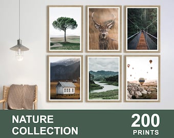 200x NATURE Printable Set, Nature Wall Art, Forest Prints, Mountain Wall Design, Landscape Printable, Nature Digital Download, Animal Prints