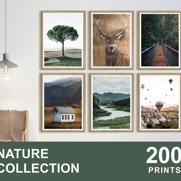 200x NATURE Printable Set, Nature Wall Art, Forest Prints, Mountain Wall Design, Landscape Printable, Nature Digital Download, Animal Prints