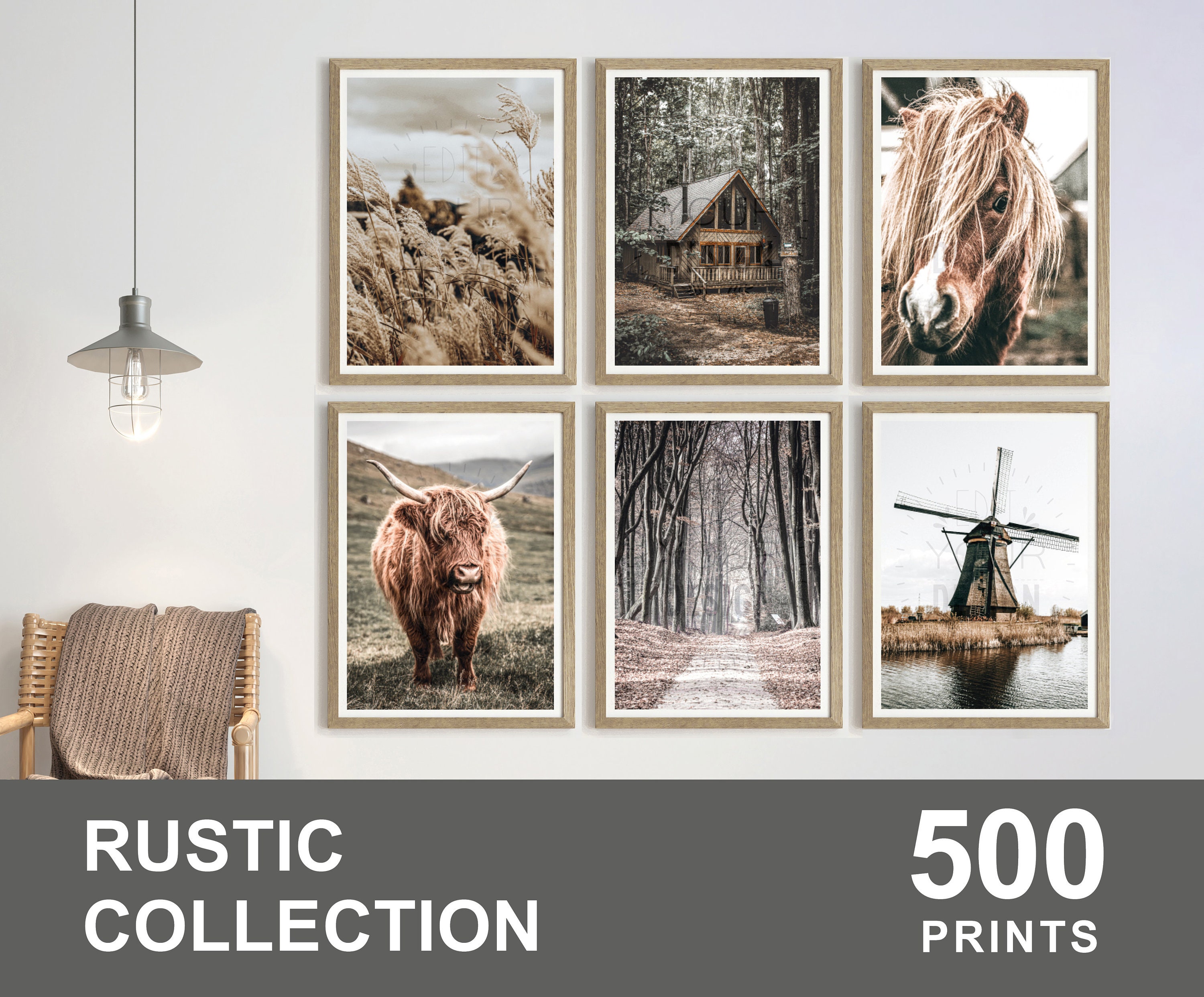 Rustic Large Print 500x RUSTIC Prints, Countryside Poster Set, Rustic Wall Art, Farm ...