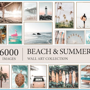 Colección PLAYA + VERANO con más de 6000 impresiones, arte de pared playero, impresiones playeras, arte playero bohemio, impresiones playeras neutras, descarga digital playera, costera