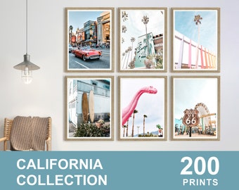 200x Californië afdrukbare set, Palm Springs prints, strandmuurkunst, strandprints, strand digitale download, kustmuurkunst, Californië print