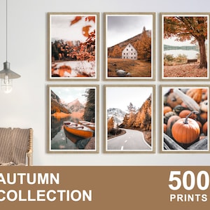 500x herfst afdrukbare set, herfst kunst aan de muur, herfstprints, Halloween decor, herfstdeco, herfst digitale download, herfstprints, Helloween poster afbeelding 1