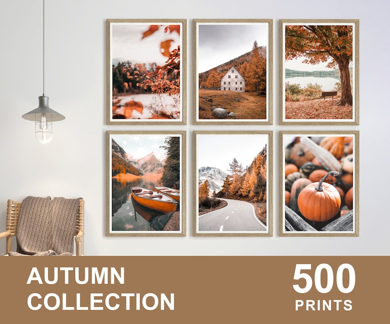 500x herfst afdrukbare set, herfst kunst aan de muur, herfstprints, Halloween decor, herfstdeco, herfst digitale download, herfstprints, Helloween poster afbeelding 1