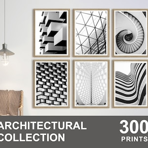 300x Black & White Architectural Print Set, Architecture Wall Art, Black White Art, Architecture Print, Building Poster, Architecture Decor