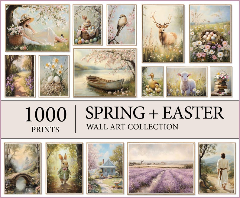 Spring Artist Print Set of 1000+ SPRING & EASTER Prints, Spring Wall Art, Spring Printable ...