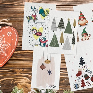 Lot de 5 cartes de souhaits à semer (Noël)
