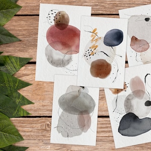 Lot de 5 cartes de souhaits à semer (abstrait)