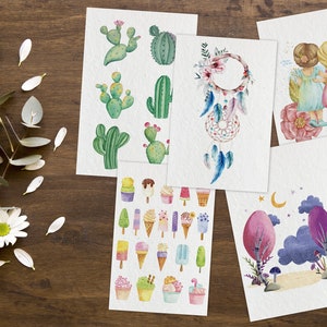 Lot de 5 cartes de souhaits à semer (abstrait)